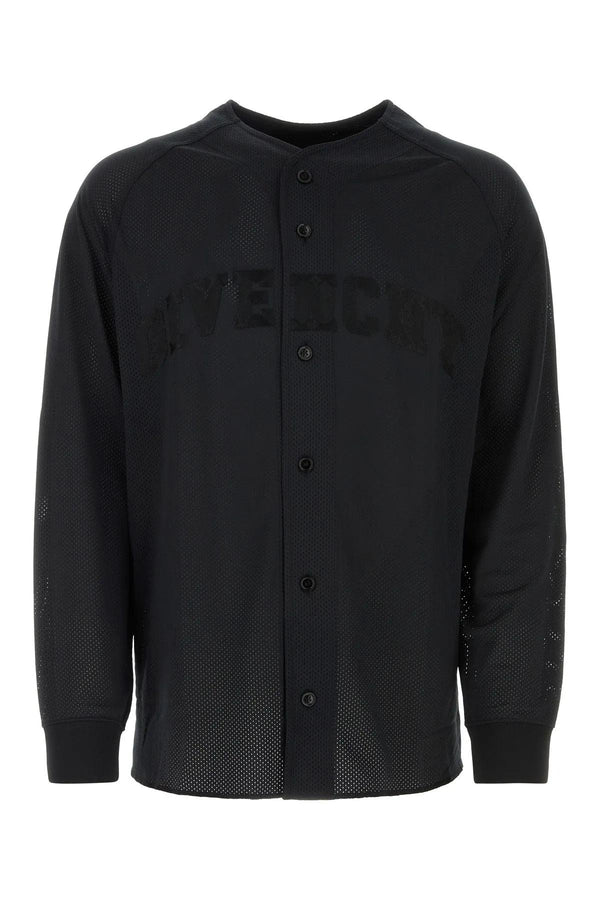 Givenchy College Baseball Shirt In Black Mesh - Men