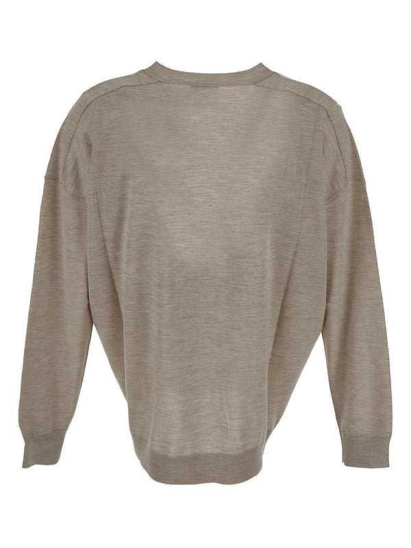 Brunello Cucinelli V-neck Embellished Knitted Jumper - Women