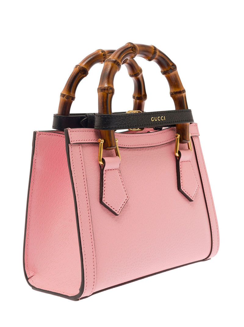 Gucci diana Mini Pink Shopping Bag With Bamboo Handles And Double G Detail In Leather Woman - Women