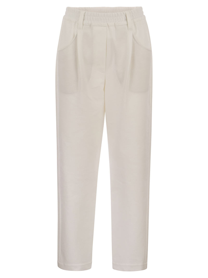 Brunello Cucinelli Baggy Trousers In Stretch Cotton Interlock Couture - Women