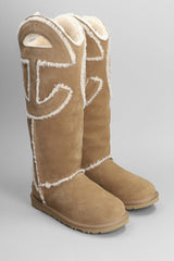 UGG Logo Tall Boot Low Heels Boots In Leather Color Suede - Men