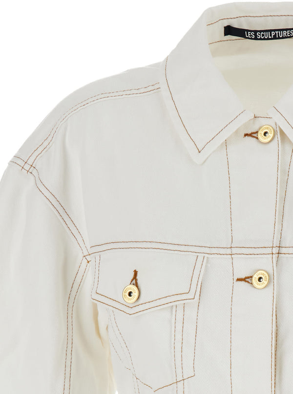 Jacquemus White Denim Jacket la Veste De-nîmes In Cotton Woman - Women