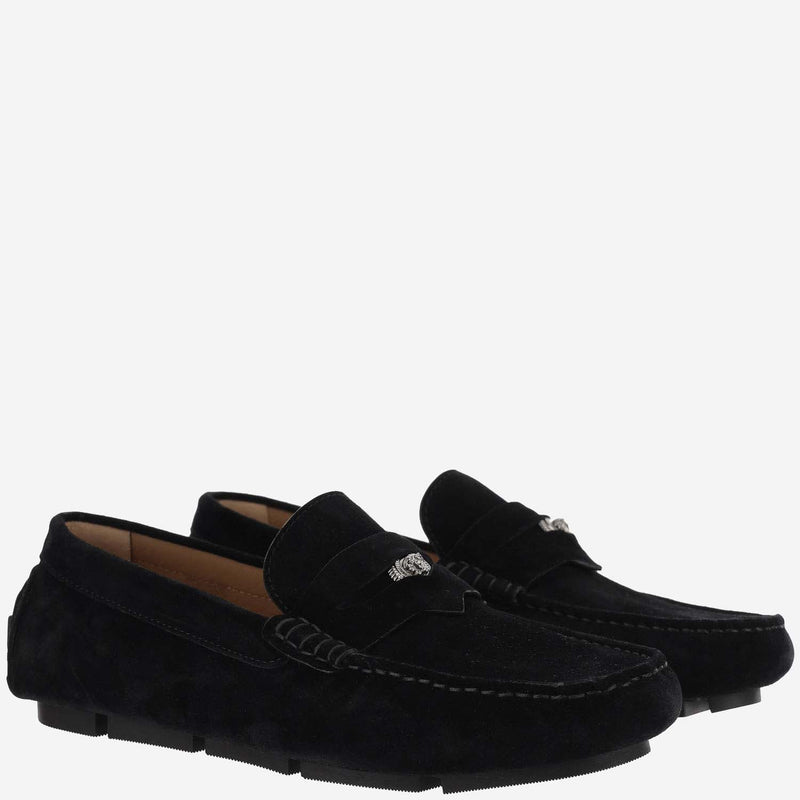 Versace Medusa Biggie Suede Driver Loafers - Men