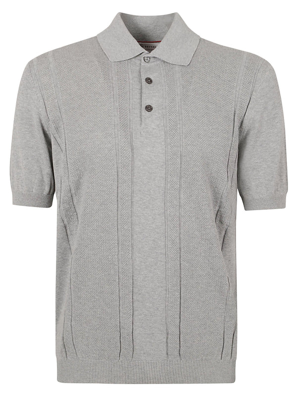 Brunello Cucinelli Rib Trim Knit Polo Shirt - Men