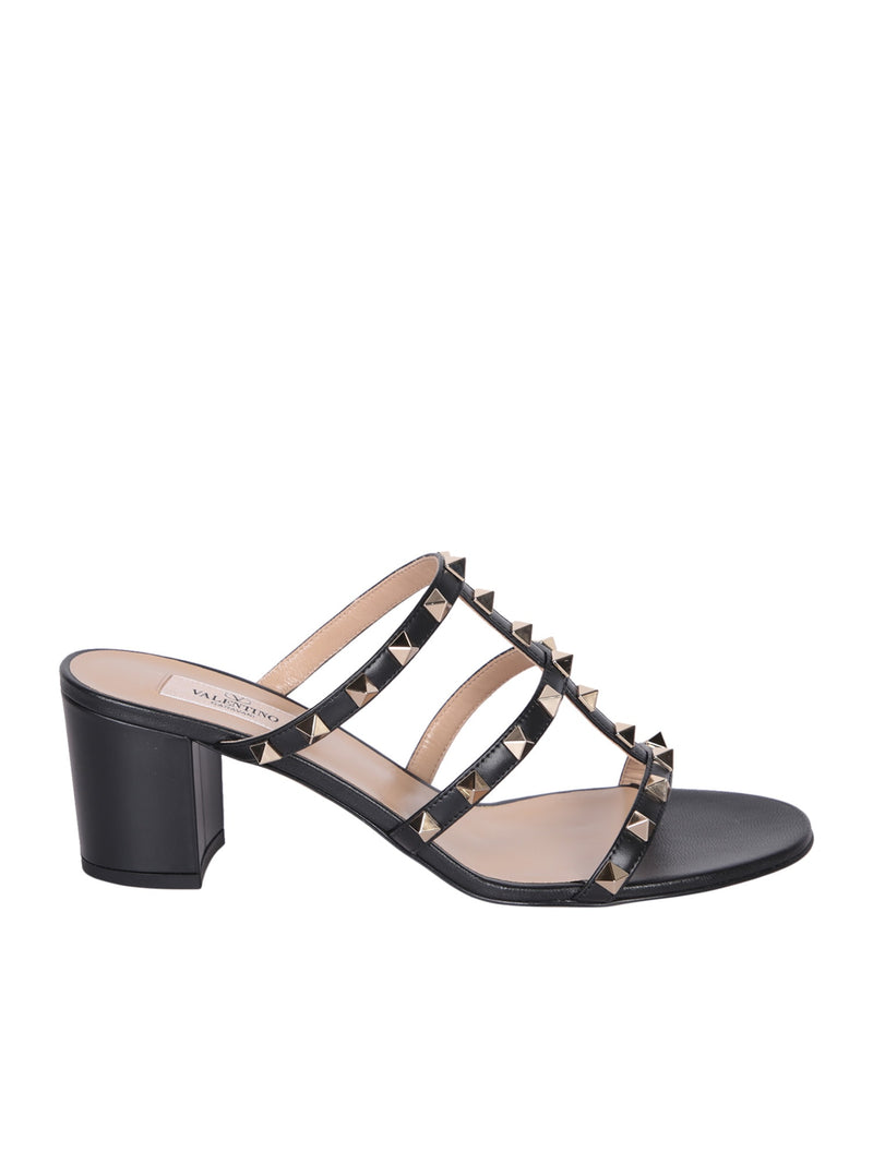 Valentino Rockstud Black Heel Sandals - Women