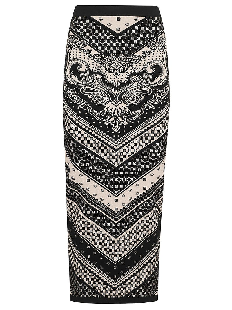 Balmain Paisley &amp; Monogram Knit Midi Skirt - Women