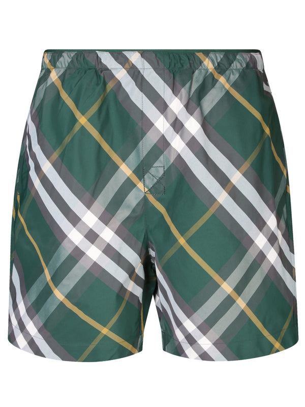 Burberry Check Motif Green Swimsuit - Men