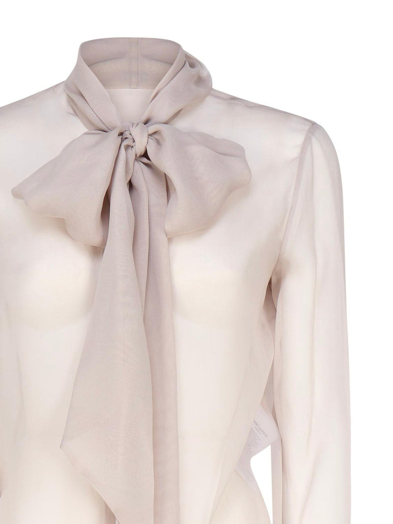 Saint Laurent Silk Lavallière Collar Shirt - Women - Piano Luigi