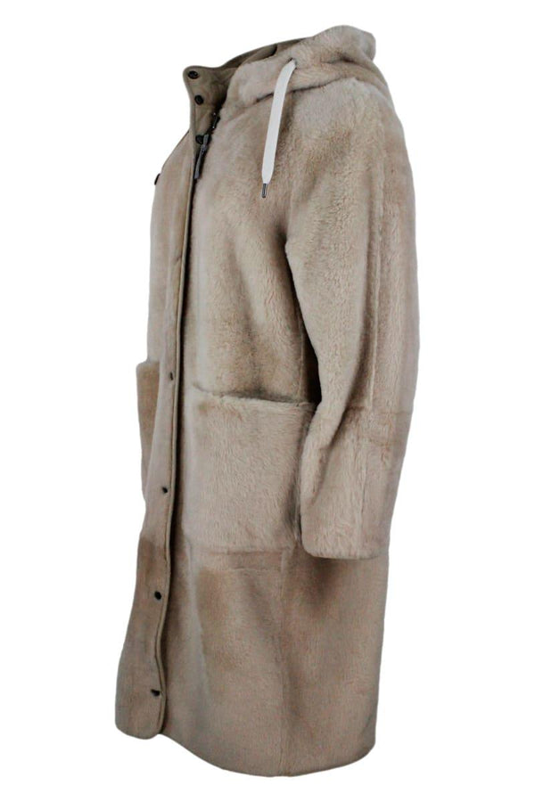 Brunello Cucinelli Reversible Coat In Soft Shearling With Hood - Women - Piano Luigi