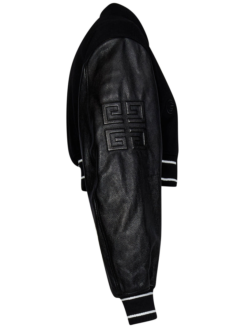 Black Givenchy 4g Short Bomber In Wool And Leather - Women