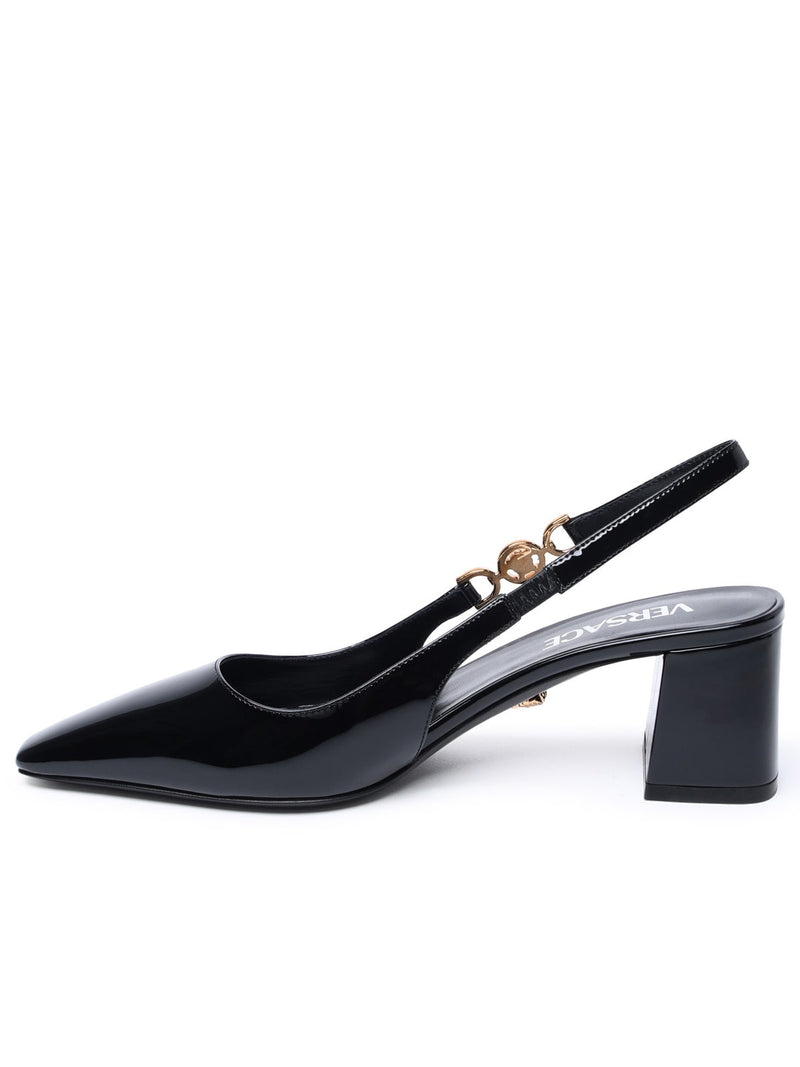 Versace Black Patent Leather Sling Back - Women