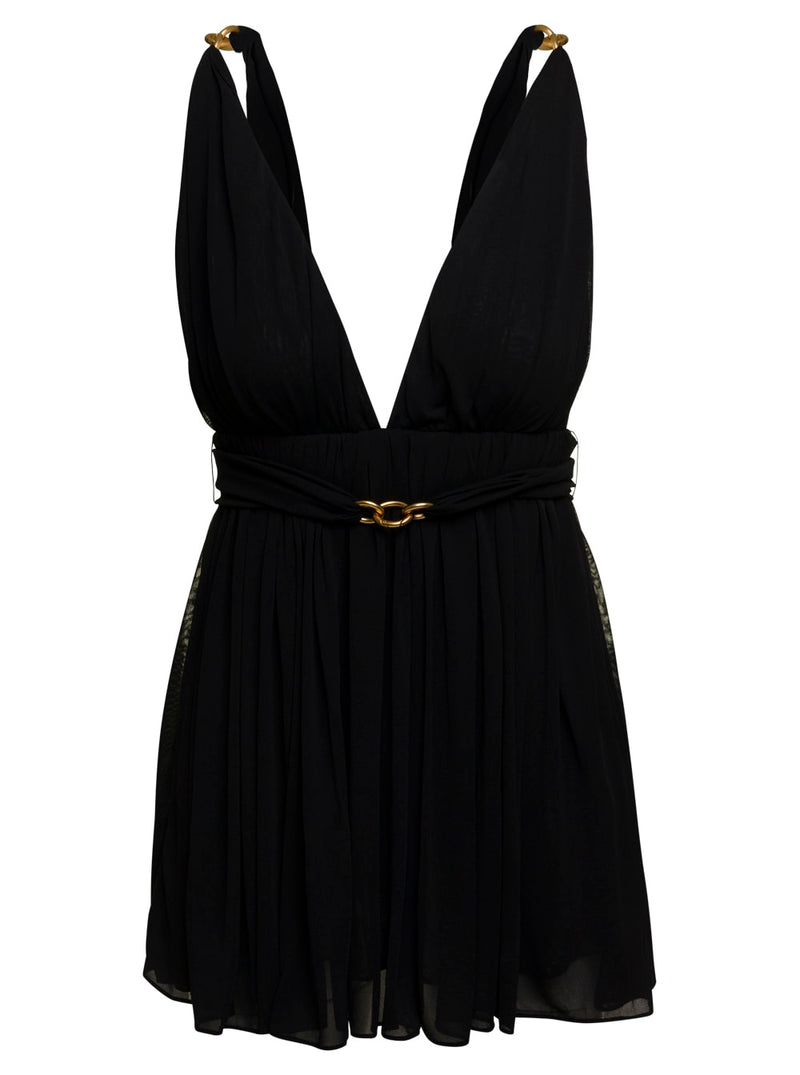 Saint Laurent Drape Mini Dress With Chain Details - Women