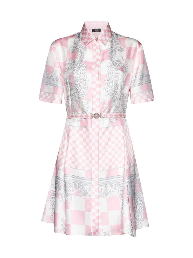 Versace Barocco-printed Belted Shirt Dress - Women