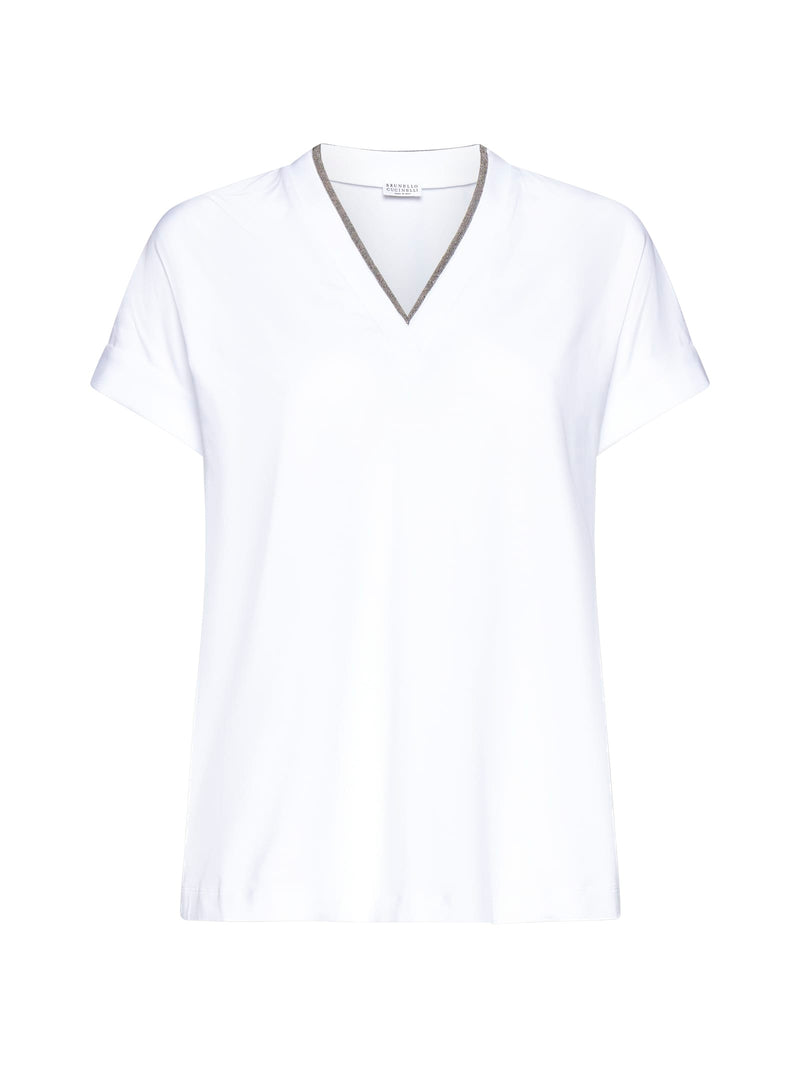 Brunello Cucinelli Embellished V-neck T-shirt - Women