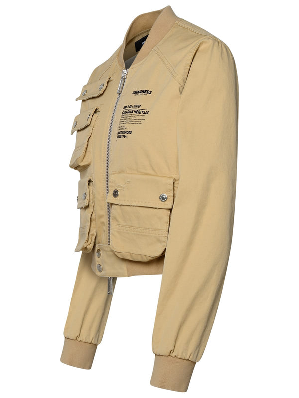 Dsquared2 Beige Cotton Bomber Jacket - Women