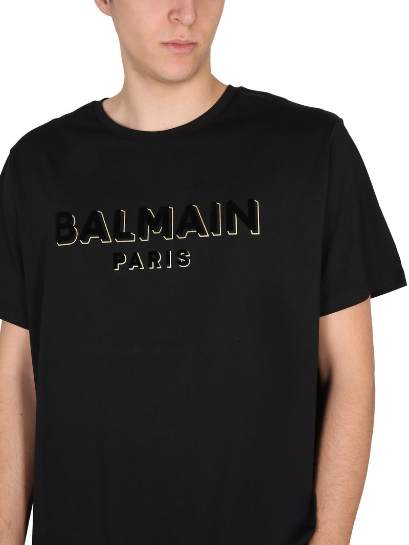 Balmain Cotton T-shirt With Flocked Logo - Men