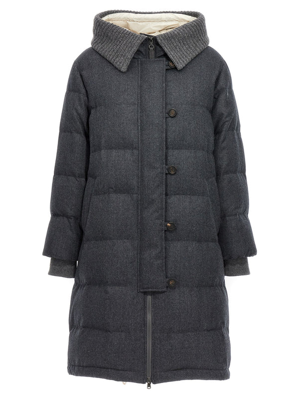 Brunello Cucinelli Knit Collar Padded Coat - Women