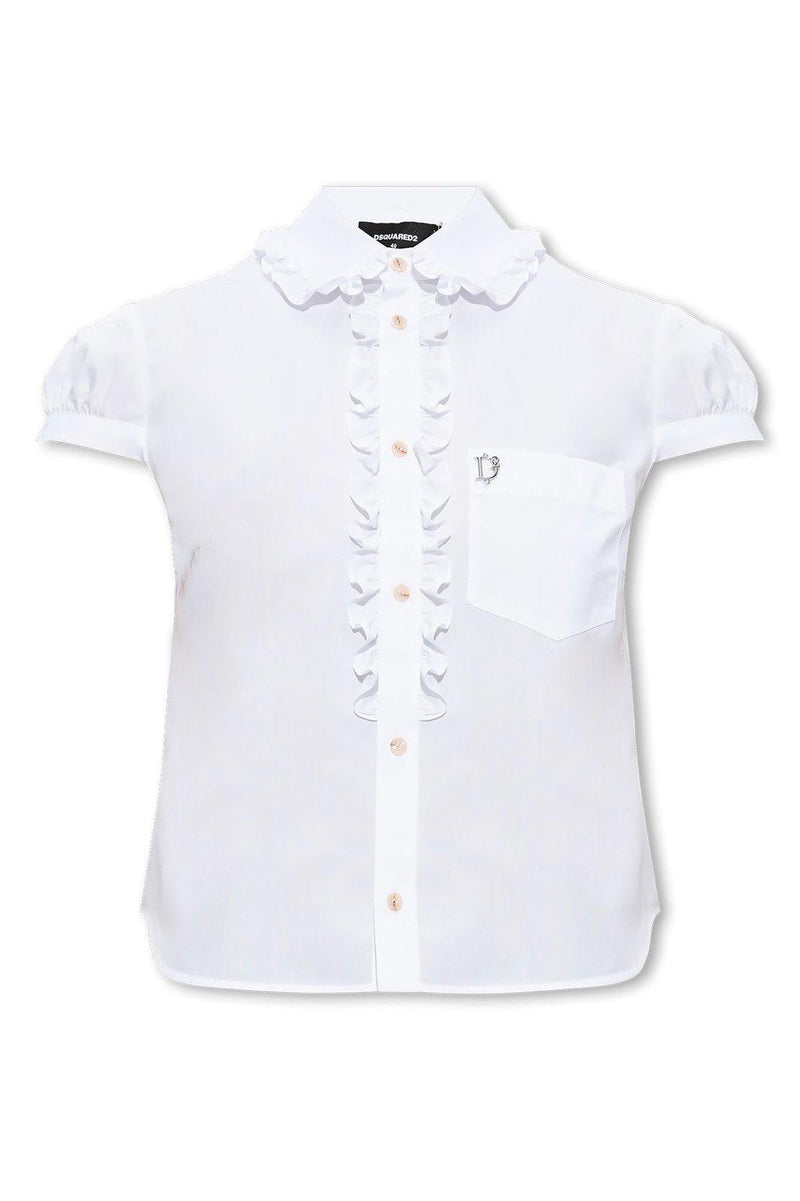 Dsquared2 Logo Plaque Cropped Shirt - Women