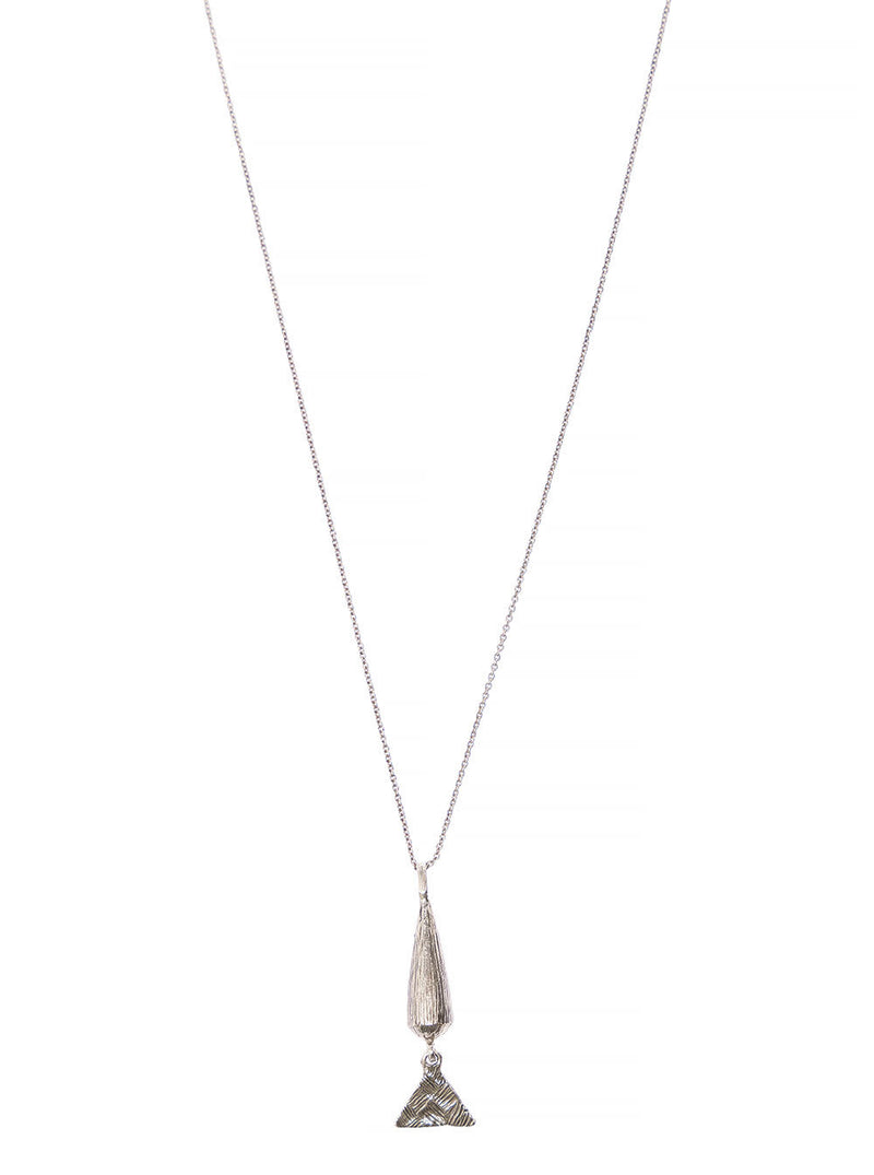 Saint Laurent Long Silver-colored Chain Necklace With Conical And Triangular Charm In Brass Man - Men