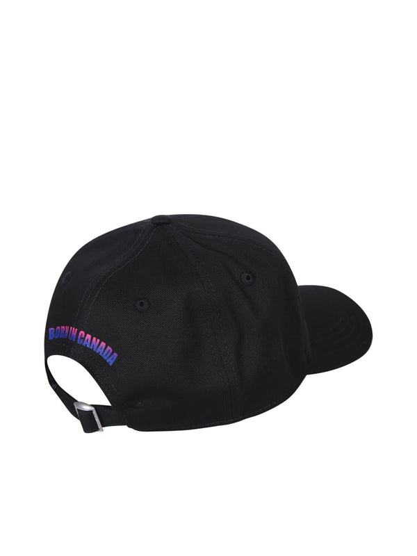 Dsquared2 Striped Logo Black Baseball Cap - Men