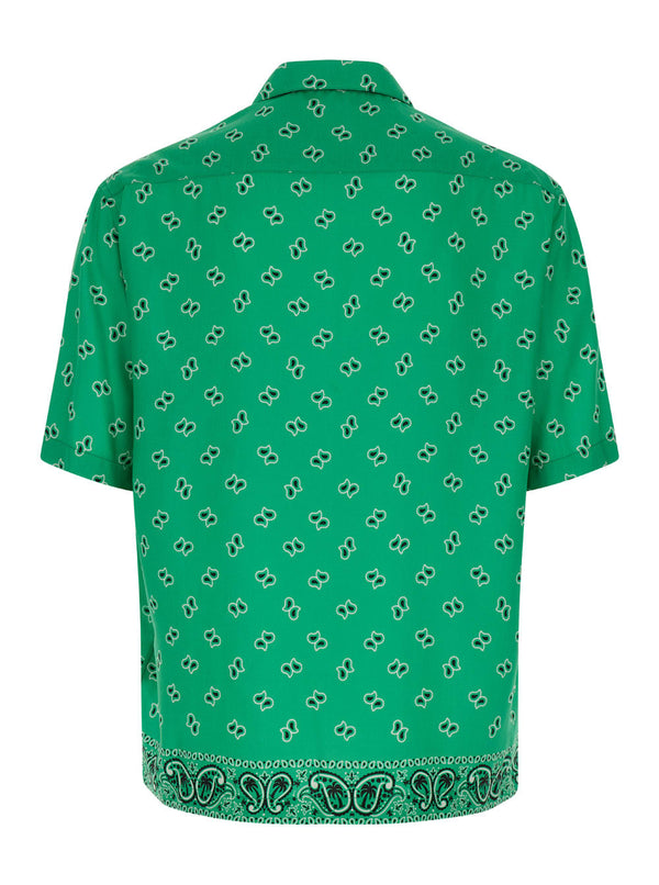 Palm Angels Paisley Bowling Shirt Green Green - Men