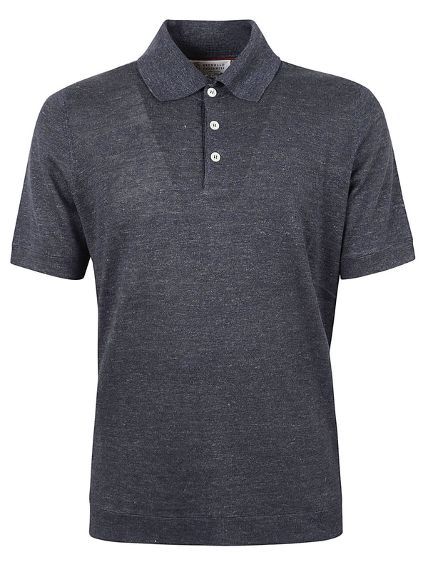 Brunello Cucinelli Regular Knit Plain Polo Shirt - Men