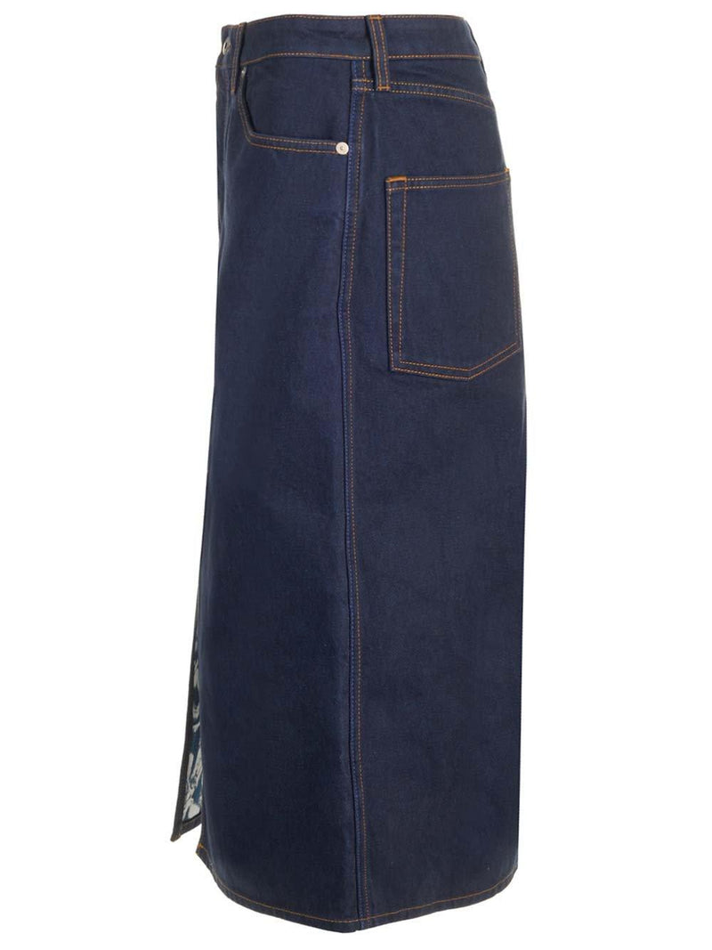 Burberry Japanese Front-slit Denim Midi Skirt - Women