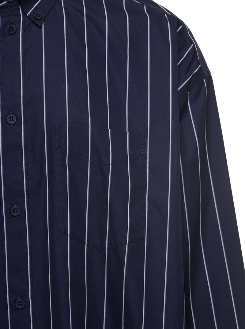 Balenciaga Striped Blouse With Contrasting Logo - Men