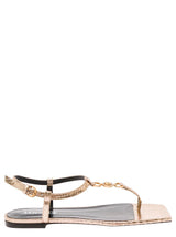 Versace medusa 95 Gold-colored Low Sandals With Logo Detail In Snake-printed Leather Woman - Women - Piano Luigi