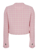 Versace Pink Checked Tweed Jacket With Medusa Head Buttons In Wool Blend Woman - Women