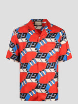 Gucci 3d Gg Print Silk Shirt - Men