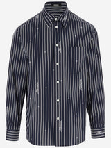 Versace Nautical Stripe Pattern Cotton Shirt - Men