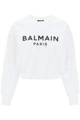 Balmain Cropped Sweatshirt With Flocked Logo - Women