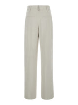 Brunello Cucinelli White Monili Embellished Trousers In Linen Blend Woman - Women