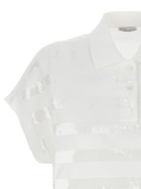 Brunello Cucinelli Sequin Striped Polo Shirt - Women