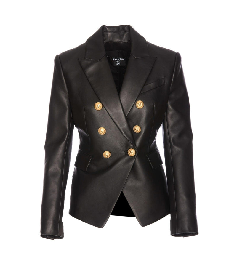 Balmain 6 Buttons Classic Leather Jacket - Women - Piano Luigi