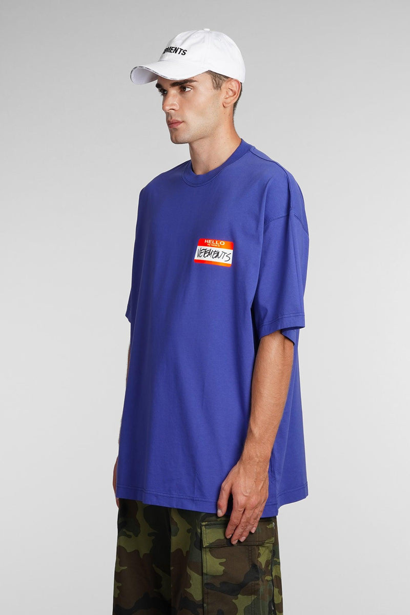 VETEMENTS T-shirt In Blue Cotton - Men - Piano Luigi