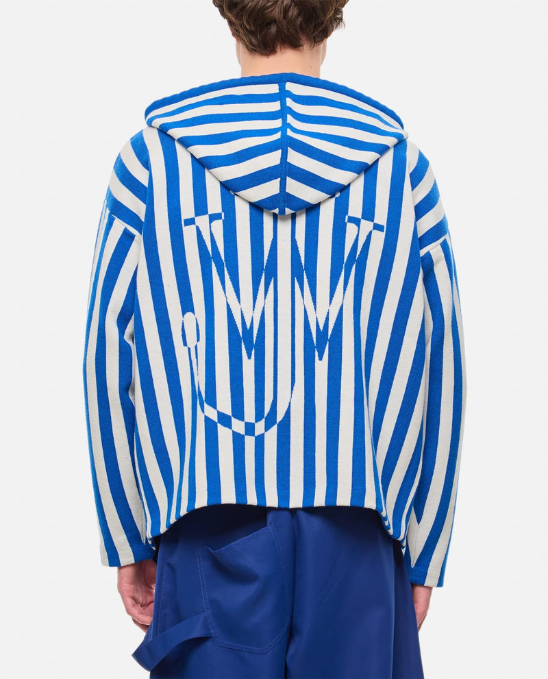 J.W. Anderson Striped Zipped Anchor Hoodie - Men - Piano Luigi