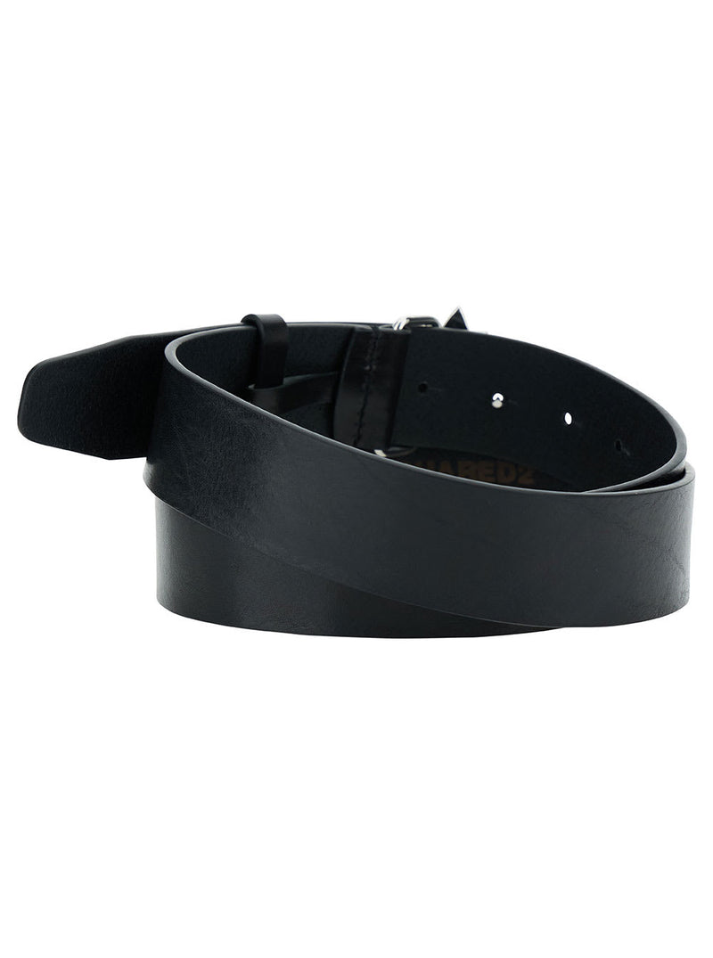 Dsquared2 Black Belt With Maple Leaf Buckle In Leather Man - Men