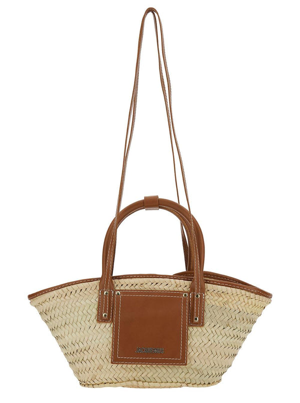 Jacquemus Beige Bucket Bag With Leather Details And Logo In Straw Woman - Women - Piano Luigi