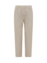 Brunello Cucinelli Stretch Cotton Trousers With Elastic Waistband And Small Pleats On The Front - Women