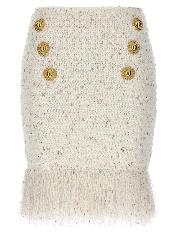 Balmain fringed Tweed Skirt - Women