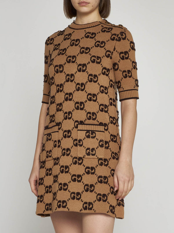 Gucci Gg Wool Knit Mini Dress - Women