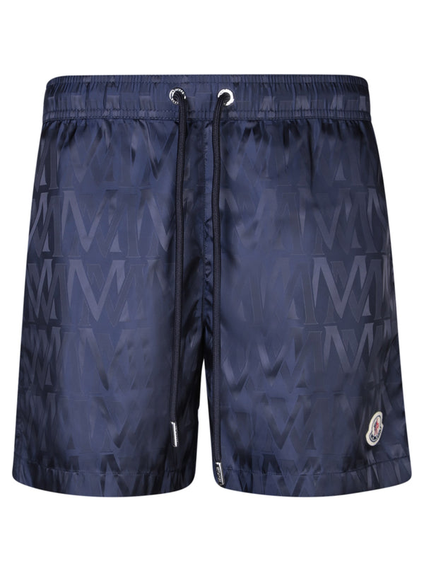 Moncler All-over Logo Blue Swimsuit - Men