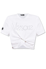 Versace Logo-embellished Crewneck Cropped T-shirt - Women