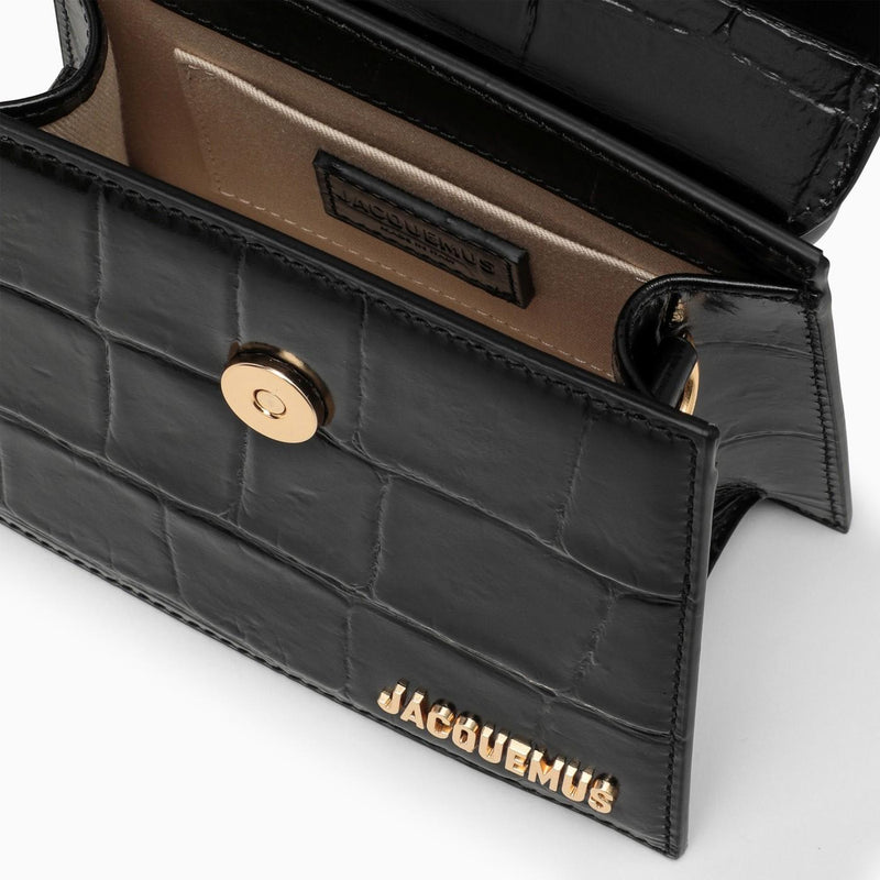 Jacquemus Le Chiquito Moyen Boucle Black Embossed Leather Bag - Women