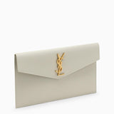 Saint Laurent Cream Leather Uptown Envelope - Women