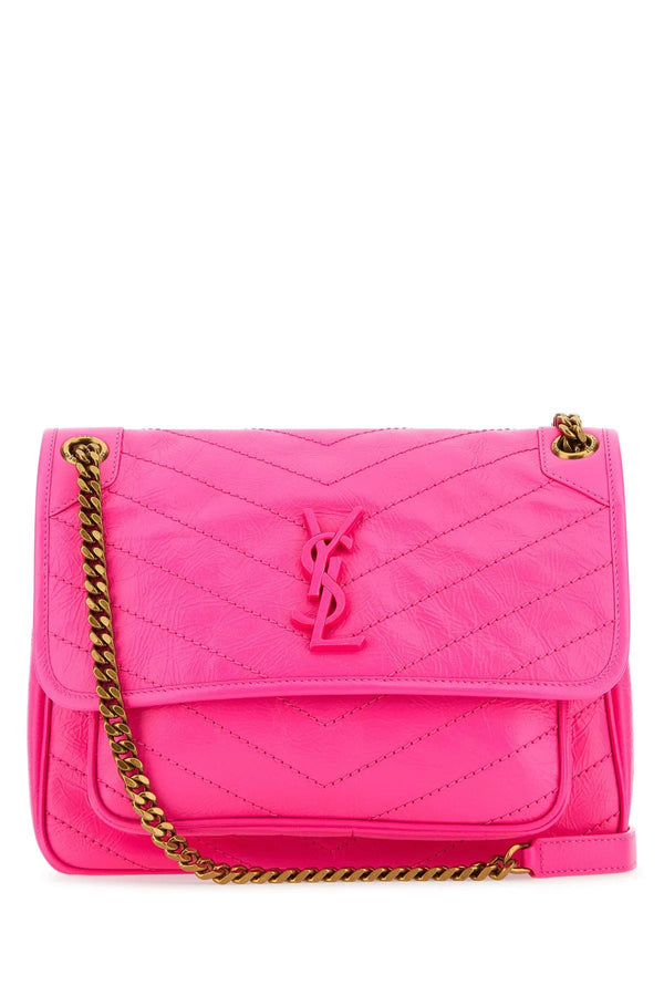 Saint Laurent Fluo Pink Nappa Leather Medium Niki Shoulder Bag - Women