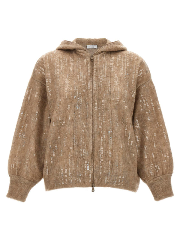 Brunello Cucinelli Sequin Hooded Cardigan - Women - Piano Luigi