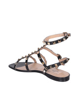 Valentino Rockstud Flat Black Sandals - Women